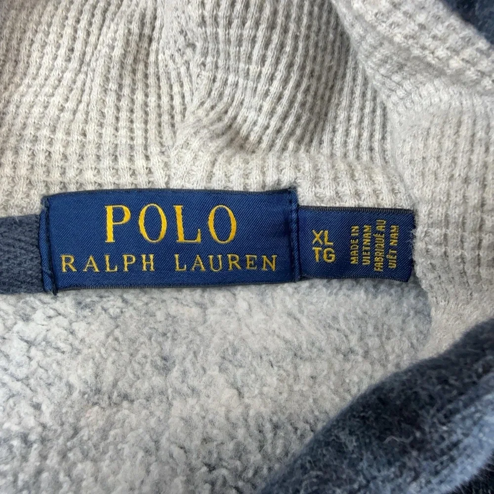 Polo Ralph Lauren Hoodie Mens XL Blue Full Zip Fleece Red Pony Logo Lined Hood